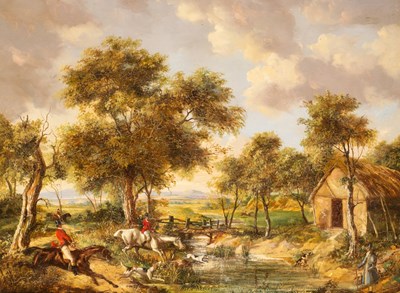 Lot 990 - English School, 19th Century/Hunting Scene/oil...