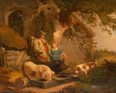 Lot 1000 - After George Morland/Man and Child/with pig...