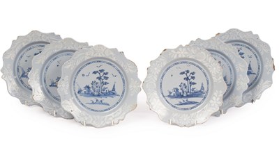 Lot 31 - A rare set of six English Delftware plates,...