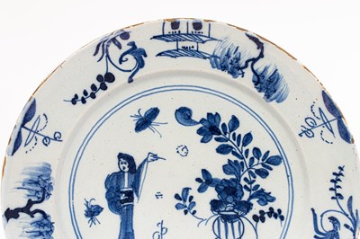 Lot 32 - An English Delftware plate, circa 1740-50,...