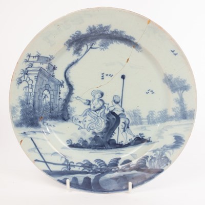 Lot 33 - Five English Delftware plates, circa 1760-80,...