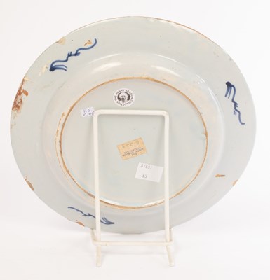 Lot 35 - An English Delftware plate, probably Bristol,...