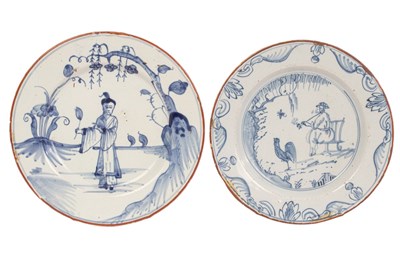 Lot 37 - Two English Delftware small plates, circa 1745-...