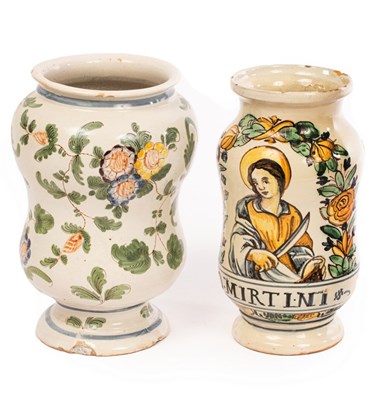 Lot 51 - Two Italian Maiolica albarelli, 18th Century,...