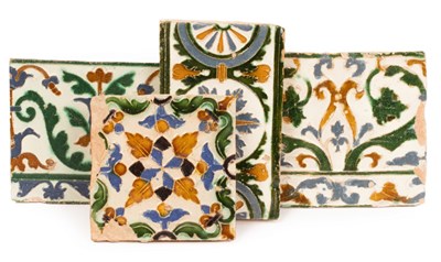 Lot 60 - Four Spanish Maiolica Arista tiles, circa 1550-...
