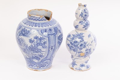 Lot 63 - Two Delftware vases, Dutch or possibly English,...