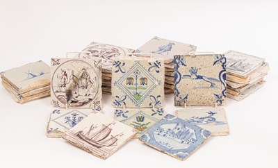 Lot 69 - Assorted Dutch Delft tiles, 17th and 18th...
