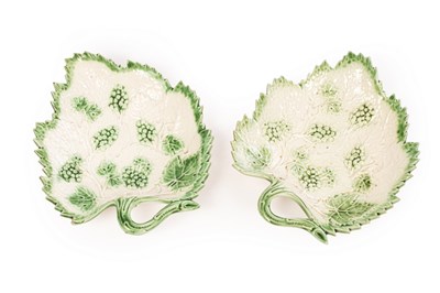 Lot 80 - A pair of Staffordshire pearlware leaf dishes,...