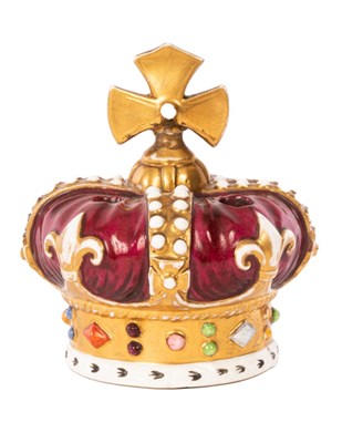 Lot 108 - A rare Derby inkwell in the form of a crown or...