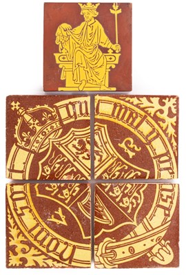 Lot 111 - A Minton tile and a set of four Chamberlain...