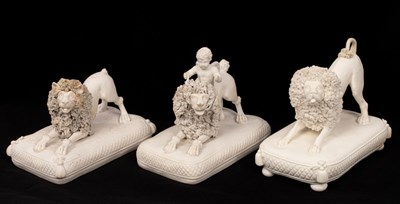 Lot 114 - Three Worcester biscuit porcelain models of...