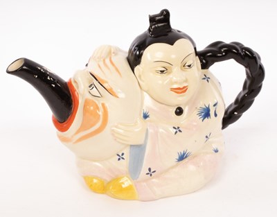 Lot 124 - Three rare novelty teapots, comprising a Foley...
