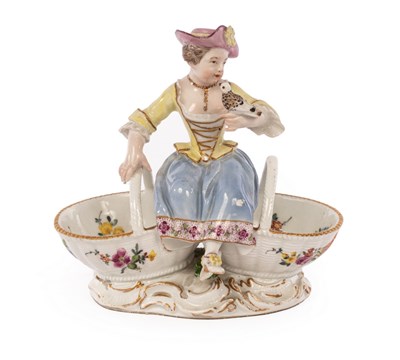 Lot 133 - A Meissen figural sweetmeat dish, Academic...