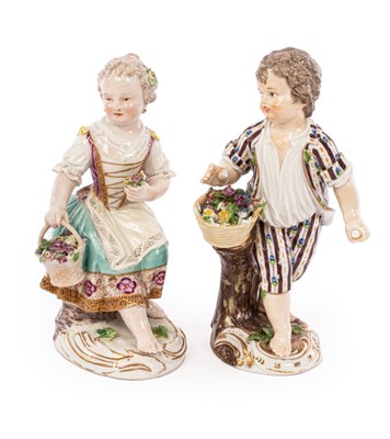 Lot 134 - Two Meissen figures, circa 1770-85, the girl...