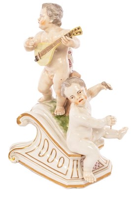 Lot 142 - A Frankenthal group of two putti, dated 1771,...