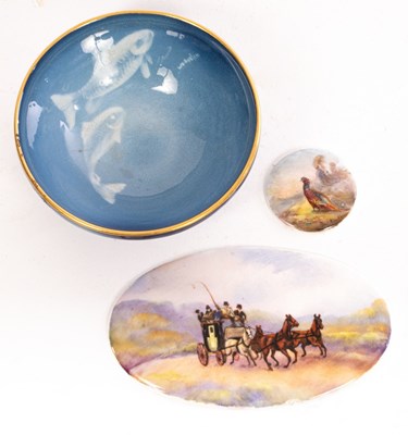 Lot 180 - Two Royal Worcester plaques and a pin tray,...