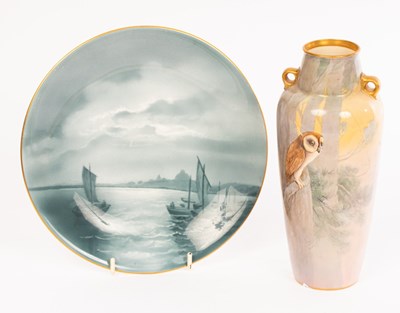 Lot 181 - A Royal Worcester vase and a plate, both by...