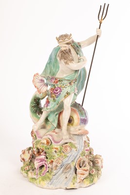 Lot 373 - A Derby figure of Neptune standing on a shell,...