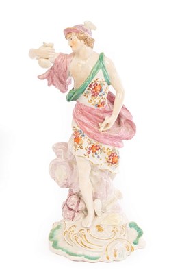 Lot 374 - A Derby figure of Mercury, modelled standing...