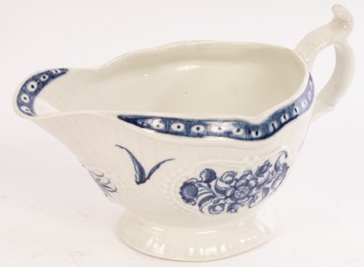 Lot 409 - A Worcester blue and white sauce boat, circa...