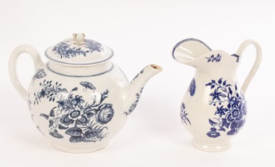 Lot 410 - A Worcester blue and white globular teapot and...