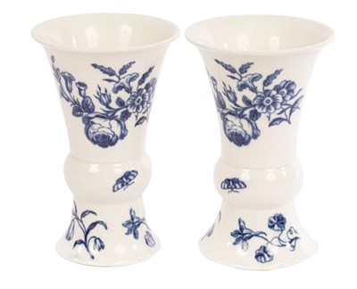 Lot 419 - A pair of Worcester blue and white gu-shape...