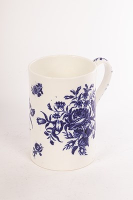 Lot 424 - A Worcester blue and white cylindrical mug,...