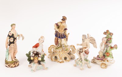 Lot 435 - A Derby figure of Cupid and four Derby style...