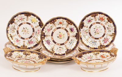 Lot 442 - An English ironstone china dessert service,...