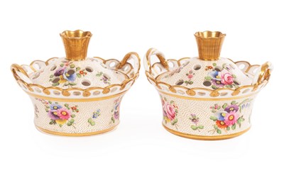 Lot 452 - A pair of two-handled Spode pot-pourri vases...