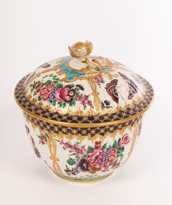 Lot 455 - A Worcester ribbed sugar bowl and cover,...