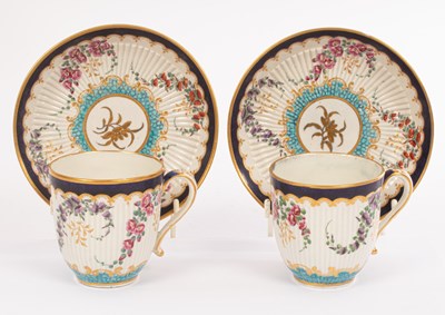 Lot 461 - A pair of Worcester fluted coffee cups and...