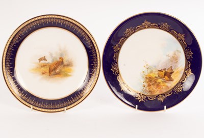 Lot 469 - Two Royal Worcester plates painted ruff and...