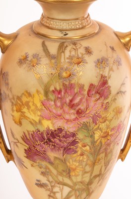 Lot 474 - Two Royal Worcester blush ivory vases and a...