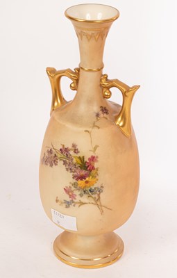 Lot 474 - Two Royal Worcester blush ivory vases and a...