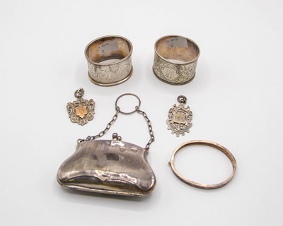 Lot 1 - A silver purse, Birmingham 1918, two Russian...