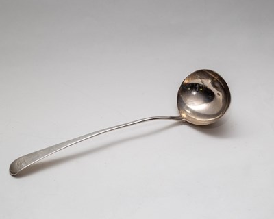 Lot 18 - A George III silver soup ladle, George Smith...