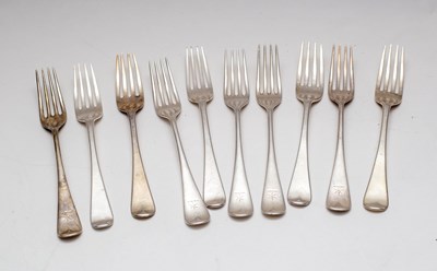 Lot 21 - Set of five silver forks, William Hutton &...