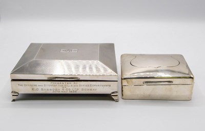 Lot 89 - A silver cigarette box, Harman Bros,...