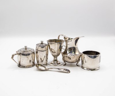 Lot 98 - An Art Deco silver cruet set, WN Ltd,...