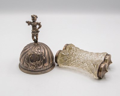 Lot 109 - A Dutch silver table bell bearing London...