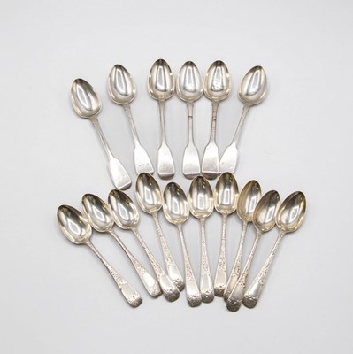 Lot 120 - A set of six provincial silver fiddle pattern...