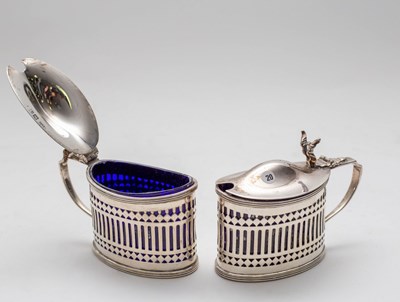 Lot 129 - A pair of silver mustard pots, Stokes &...