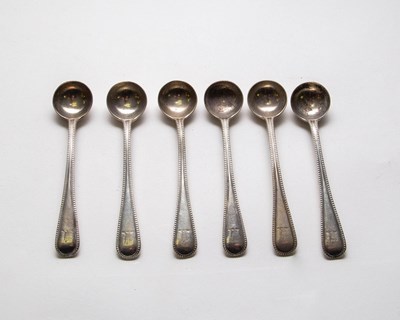 Lot 138 - A set of six Victorian silver mustard spoons,...