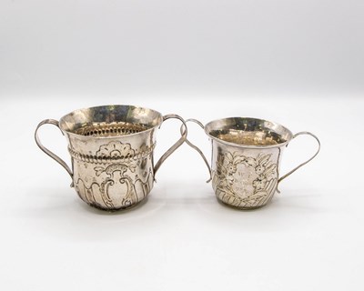 Lot 145 - Two Georgian silver porringers, the larger...