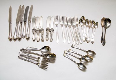 Lot 168 - A set of six Danish silver desert forks, other...