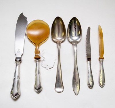 Lot 172 - A Danish silver handled serving spoon and...