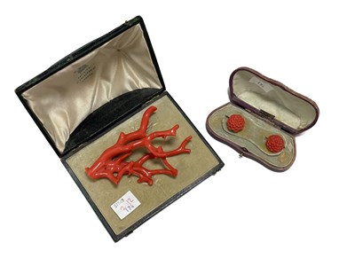 Lot 212 - A Victorian branch coral brooch, 10cm long, in...