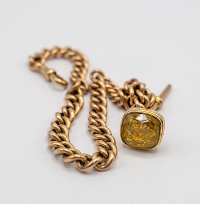 Lot 232 - A 9ct gold Albert chain with T-bar and 9ct...