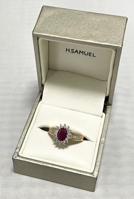 Lot 237 - An 18t gold ruby and diamond ring, diamond...